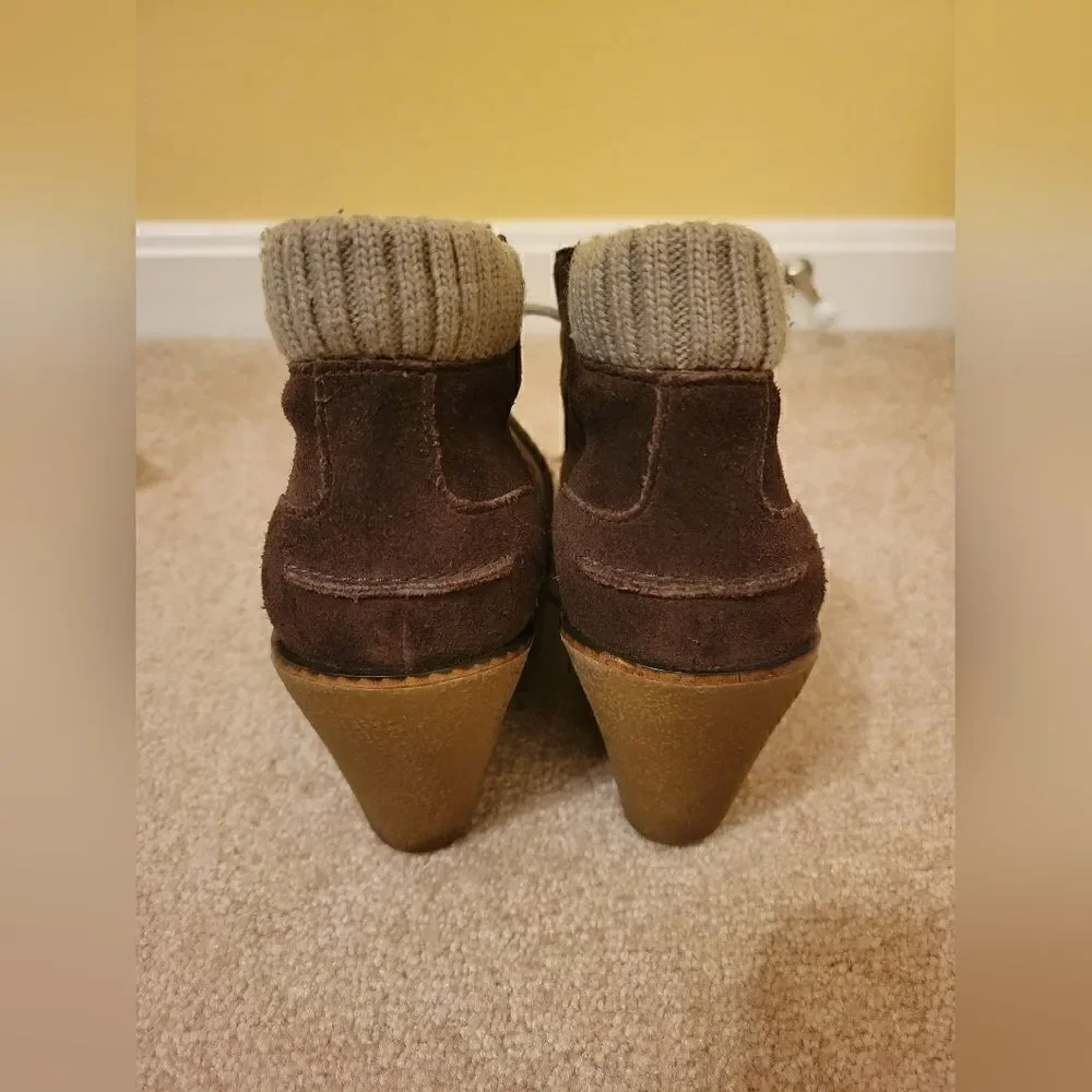 Lacoste suede wedge boot.